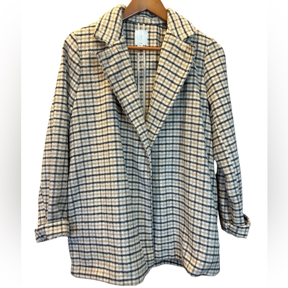 Joie Tattersall Plaid Jacket Women’s Small Black Brown Shacket Pockets Soft Wool - Picture 8 of 8